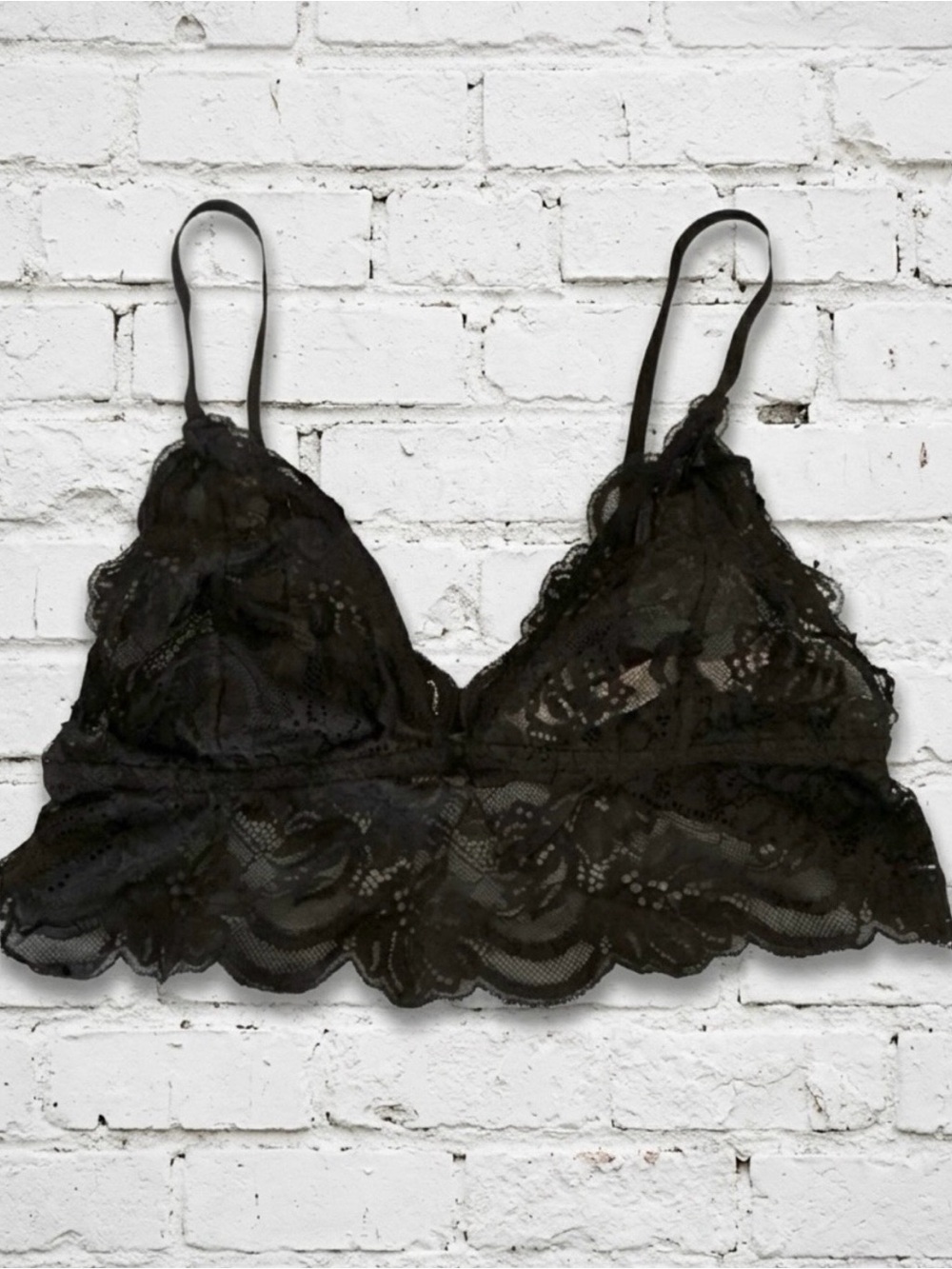 NWOT Free People Intimately Last Dance Lace Longline Bralette Black Small